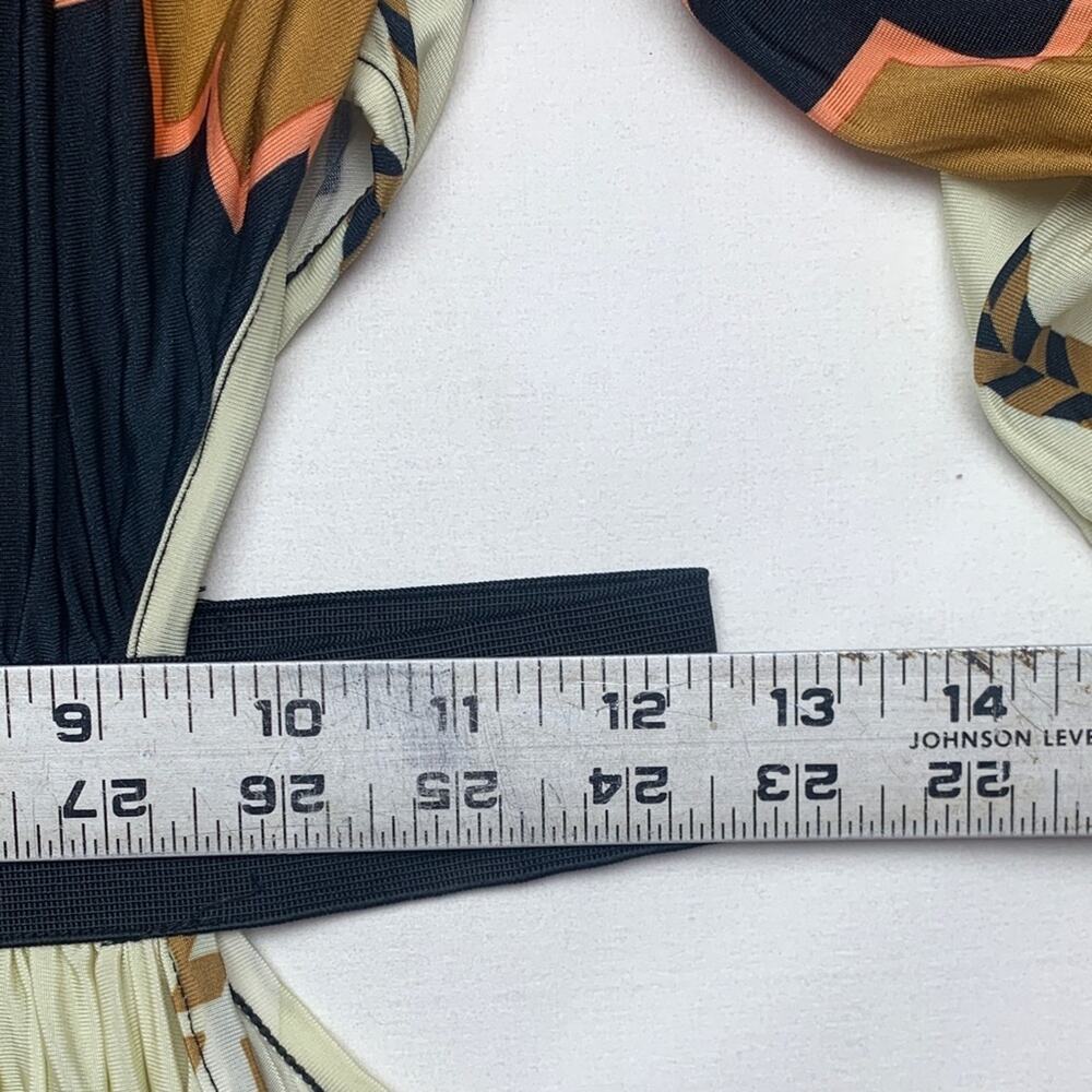 FARM Rio size small maxi dress Aztec belted cut out Multicolor Grey cream tan - Picture 7 of 12